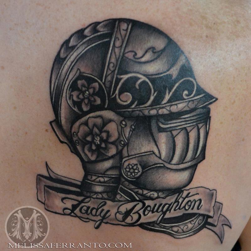 Knight's Helmet Tattoo by Melissa Ferranto TattooNOW